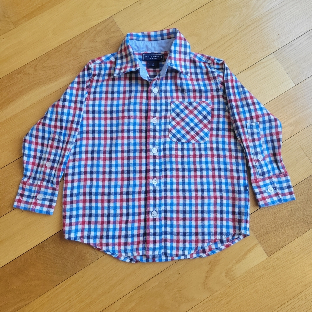 Toobydoo Boys Cotton Flannel Button Down Size 3